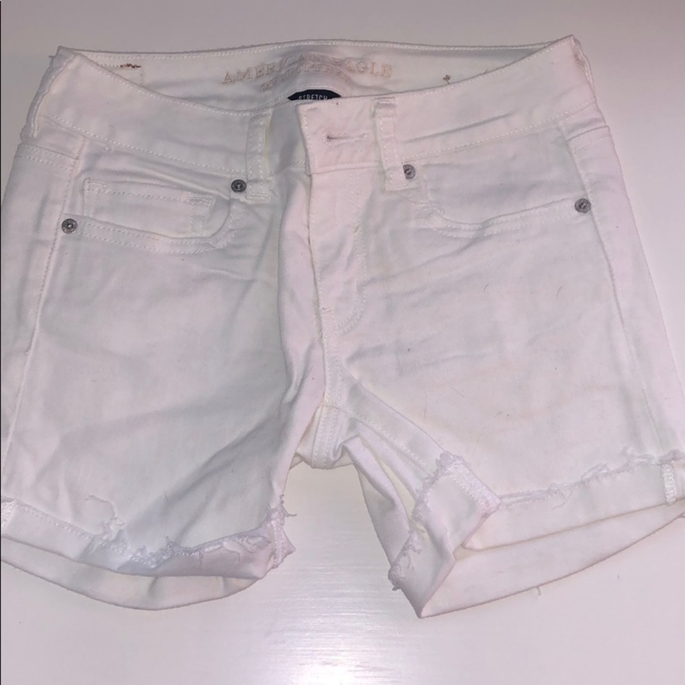 Midi White Jean Shorts